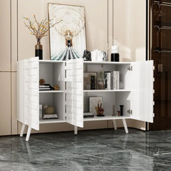 47.2“W Buffet Cabinet Sideboard with 2 Adjustable Shelves, Modern Credenza Cupboard with 3 Stylish Doors, Wood Storage Cabinet.