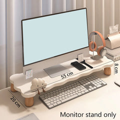 Wooden Desktop Computer Heightening Rack Comfortable Viewing Height Elevated Laptop Stand Space Saving