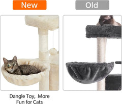 42in Cat Tree Tower for Indoor Cats. Cat Condo with Perch & Hammock, Multi-Level Activity Center, Scratching Posts