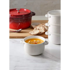 Ceramic French Onion Soup Bowls 28 Ounces for Soup, Cereal, Chilli, Beef Stew, Stackable Serving Bowls SetSet of 4, White