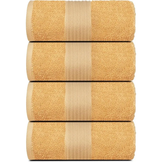 4 Pack Large Bath Towels (100% Cotton, 27x54 Inches) Plush Bath Towels - Luxurious, Dries Quickly, Super Absorbent