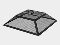30 Inch Fire Pit, Square Outdoor Fireplace Table w/ Mesh Lid & Fire Poker, 3-in-1 Multipurpose Firepits for Yard, Garden, Patio