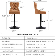 Velvet Swivel Bar Stools Set of 4 with Upholstered Back, Adjustable Counter Height Barstools, Bar Chairs for Home Bar Kitchen