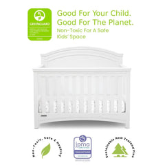4-in-1 Convertible Baby Crib Greenguard Gold Certified Adjustable Height Safe Toddler Bed Daybed Sofa Full Size Bed