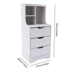 White Nightstand with 3 Drawers, Bedside Table Organizer for Bedroom & Living Room