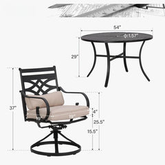 7 Pcs Patio Dining Sets, Outdoor Table Chair Set for 6 with Swivel Chairs and Steel Round Table, Outdoor Dining Furniture