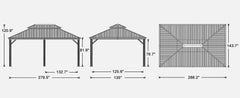 12' x 24' Outdoor Hardtop Gazebo with Netting and Curtains Galvanized Steel Double Roof and Aluminum Frames Permanent Light Grey