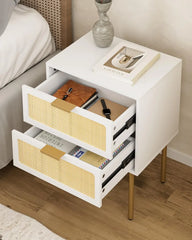 Nightstand with Charging Station, 2 Drawer Dresser for Bedroom, Small Bedside Table