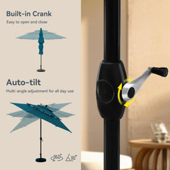 10ft Patio Umbrellas, Outdoor 3 Tier Vented Large Market Table Umbrella with 8 Sturdy Ribs and 1.5" Umbrellla Pole