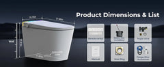 Smart Toilet with Built-in Tank & Bidet,4-Second Quiet Flush, Dual User Memory, Auto Open/Close, Foot Sensor Flush,Self-Cleaning