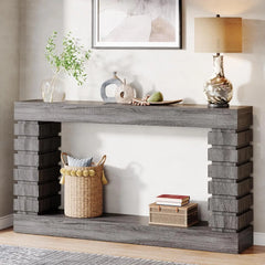 70.8-Inch Long Console Table, Wood Entryway Table with Storage, Narrow Sofa Table for Living Room Entryway Hallway