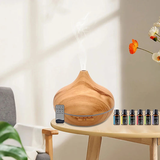 For Home 6 Oil Set and Remote Control Diffuser  Ultrasonic Humidifier  7 Color LED  550ml Aroma Diffuser