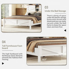 3-Pieces Bedroom Sets Queen Size Farmhouse Platform Bed，Double Sliding Door Storage Headboard,Storage Nightstand and Dresser