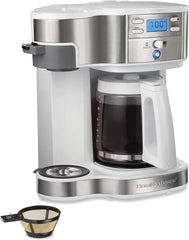 49933 2-Way 12 Cup Programmable Drip Coffee Maker & Single Serve Machine, Glass Carafe, Auto Pause and Pour, White