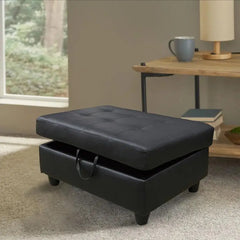 Large Faux Leather Ottoman Foot Rest Stool with Storage,35 in x 23 in x 18 in Stylish Storage Bench for Living Room