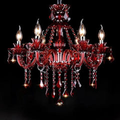 Red 6 Lights K9 Crystal Candle Chandeliers Lighting Modern Pendant Lights Crystal Modern Chandelier Candle Chandelier Lighting