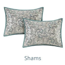 24 Piece Faux Silk Paisley Queen Comforter Set with Matching Curtains, Down Alternative Hypoallergenic - Teal
