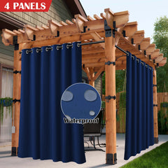 2/4PCS Waterproof Outdoor Curtains, UV Protection, Thermal Insulation, Sun Blocking, Grommet Top for Porch, Pergola, Cabana