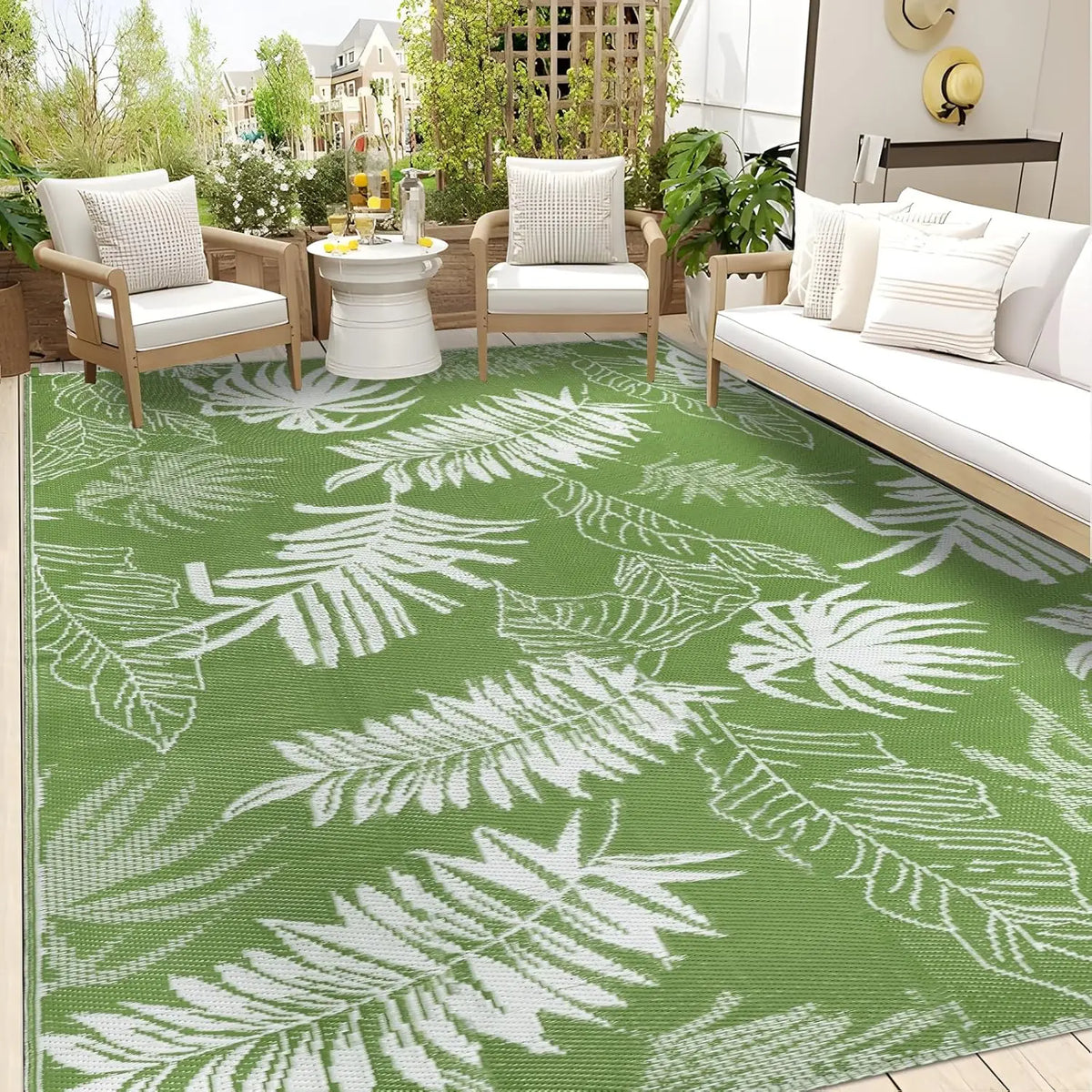 Outdoor Rug Waterproof 6x9 ft, Reversible Outdoor Plastic Straw Rug, Large Outdoor Carpet Patio Rug