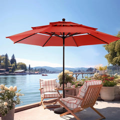 10ft Patio Umbrellas, Outdoor 3 Tier Vented Large Market Table Umbrella with 8 Sturdy Ribs and 1.5" Umbrellla Pole