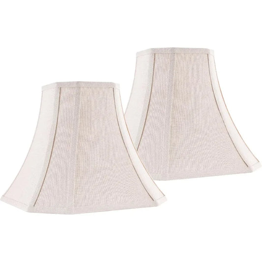 Beige Square Cut Corner Bell Lamp Shade Set of 2 Medium Linen Lampshade 6.5``Top×13``Bottom×10.6``Hight(Spider) Vintage