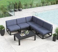 Large Aluminum Patio Furniture Set  Modern Outdoor Conversation Set Sectional  Sofa Set