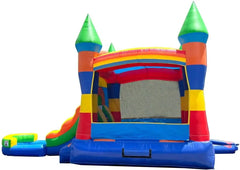 Inflatable Bounce House with Slide for Kids 26.5 X 12 X 14.5 Foot Backyard Rainbow Castle Smiley Face Combo Bouncer