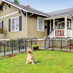 5 Panel Decorative Garden Entry Path Fence Black Metal Garden Dog Animal Barrier Border Outdoor