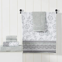 6 Piece Set, 2 Bath Towels, 2 Hand Towels, 2 Washcloths Yarn Dyed Jacquard/Solid Towel Set Ophelia Blue