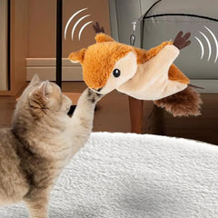 Chirping Bird Cat Toy Interactive Flapping Wings Plush Bird Toy Battery Operated Stimulate Animal Kitten Toy