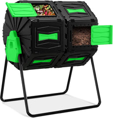 Compost TumblerEasy Assemble & Efficient Outdoor Compost Bin, 45 Gallon/170 Liter Large Dual Chamber Rotating Composter for