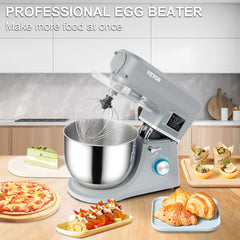 SucceBuy 5 IN 1 Stand Mixer Tilt-Head Multifunctional Electric w/ 6 Speeds LCD Screen Timing 7.4 Qt Stainless Bowl Dough Hook