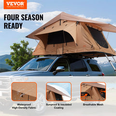 SucceBuy Rooftop Tent Hardshell Folding Tent with Telescopic Ladder Mattress PVC Cover Bag Waterproof Jeep SUV Van Pickup Truck