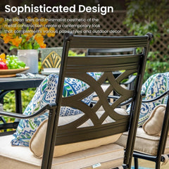 7 Pcs Patio Dining Sets, Outdoor Table Chair Set for 6 with Swivel Chairs and Steel Round Table, Outdoor Dining Furniture
