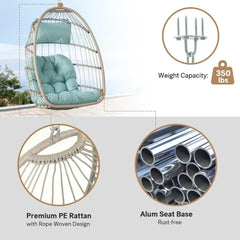 Indoor/outdoor Foldable Rattan Swing Hammock Seat Hanging Egg Chair Without Bracket With Cushion/headrest Garden Furniture Foot