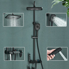 Rozin Black Smart Digital Display Shower Faucet Set Piano Style Rainlfall Bathroom System Grey Digital Mixer Tap Bidet Shower
