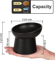 Black heightened cat bowl, tilted cat food bowl, no pressure, anti-vomiting, ceramic water bowl