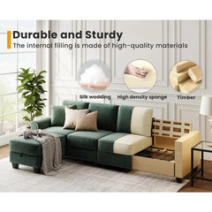 Sectional Sofa Couch for Living Room, 106 Inches L Shaped Couch with Storage, 5 Seater Corduroy Home Sofas, Modern Couches with