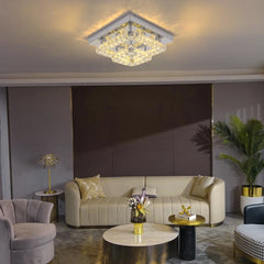 Crystal Flush Mount Ceiling Light Fixtures LED Round Square Chandelier Light Fixture Ceiling Lamp for Kitchen Hallway Foyer