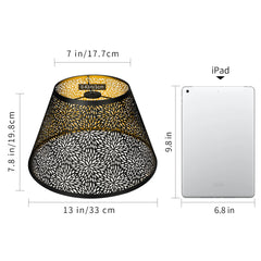 2pc 7×13×7.8" etched chrysanthemum style metal lampshade, suitable for table lamp, floor lamp, black gold