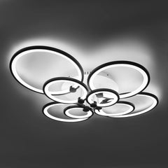 Modern LED Ceiling Light Fixture with Remote Control, Clear Acrylic Shade, Semi Flush Mount Ceiling Light Chandelier 8 Head