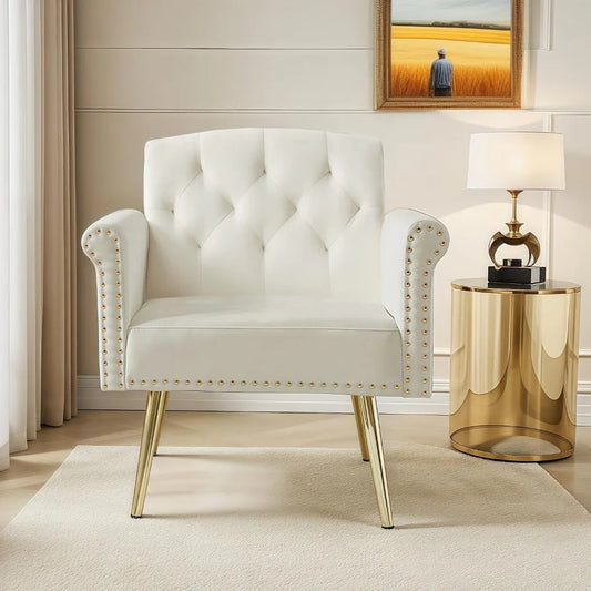 Modern Accent Chairs for Living Room,  Single Sofa Chair Couch, Gold Metal Legs, for Living Room Bedroom Office Leisure
