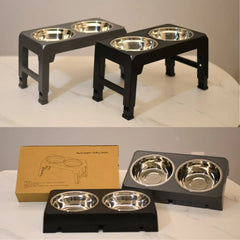 Multi Heights Folding Feeder, Raised Dog & Cat Bowls - Adjustable Heights & Stainless Steel - Perfect for Small & Large Pets!