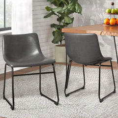 18 inch Bar Stools Set of 2,Counter Height Bar Stools with Back, Modern PU Leather Stools with Metal Leg and Footrest