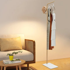 L-shape Freestanding Coat Rack Wear-Resistant Large Capacity Clothes Hanger with Sturdy Base for Hallways/Living Rooms