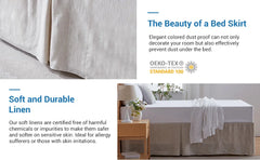 Simple&Opulence Premium 100% Linen Bed Skirt Basic Style 18 inch Tailored Drop Dust Proof Easy Fit Breathable Bedspreads Bed