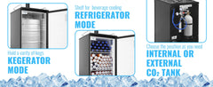 SucceBuyBeer Kegerator Dual Tap Draft Beer Dispenser Full Size Keg Refrigerator with CO2 Cylinder Shelves Drip Tray & Rail Black