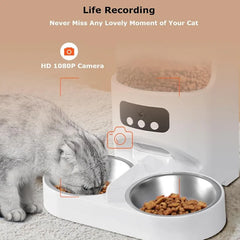 Automatic Cat Feeder with Camera for 2 Cats,1080P HD Video Night Vision Pet Feeder Food Dispenser,5G&2.4GHz WiFi Pet