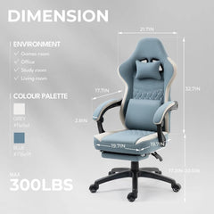 Gaming Chair Breathable Fabric Computer Chair with Pocket Spring Cushion, Comfortable Office Chair with Gel Pad and Storage Bag