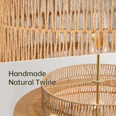 24” Boho Large Rattan Chandelier Light Fixture, 6-Light Large Hand Woven Pendant Light Fixture Farmhouse Rustic Chandeliers for